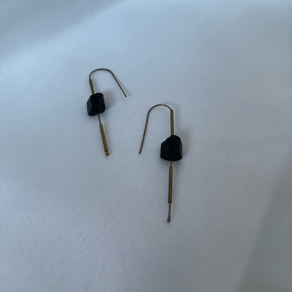 Raw black obsidian gemstone earrings - Picture 2 of 3